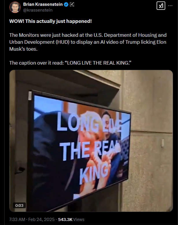Fact Check: HUD Headquarters TV Monitors DID Show Trump Licking Elon
